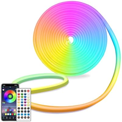 segrass LED neon Lights Strip,DC 24V 16.4ft RGB LED neon Light Strip APP Remote Controls Control Flexible Waterproof Neon LED Strip Lights for Bedroom,Playroom,Outdoors Decor