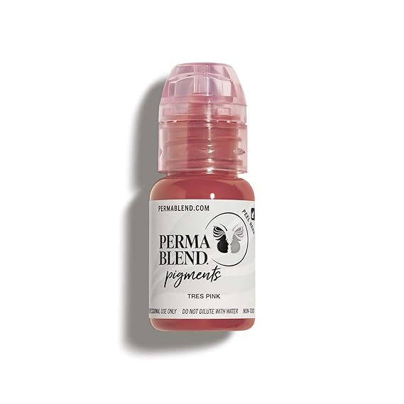 Perma Blend Tres Pink - Medium Pink Tattoo Ink for Permanent Makeup - Lip Blush Microblading Ink to Enhance Lip Color - Lip Blushing & Lip Tattoo Supplies - Vegan 0.5 oz