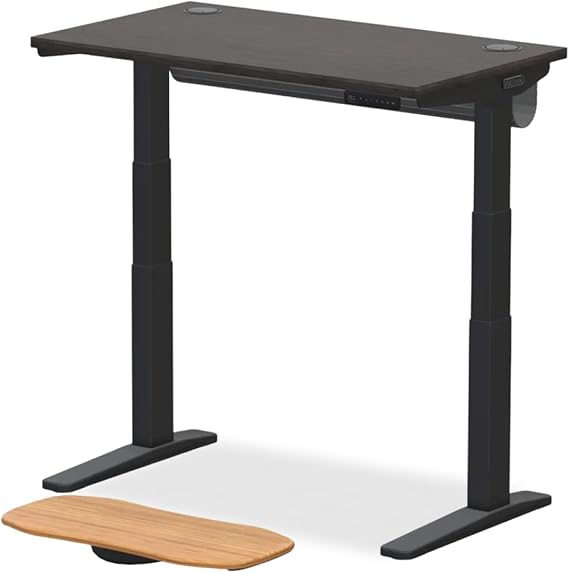 UPLIFT DESK V3 2-Leg Ash Gray Laminate Wood Standing Desk Adjustable Height, Advanced 1-Touch Memory Keypad, Under Desk Cable Management, Wire Grommets & Rocker Board (Black-Frame, 42 x 30 inch)