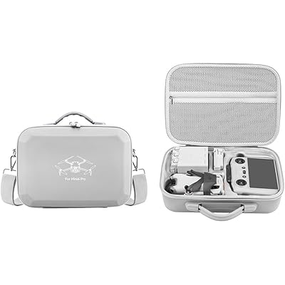 Waterproof Hard Case For DJI Mini 4 Pro Carrying Case, Portable Travel Shoulder Bag Also Storage for DJI RCRC2 Controller Accessories More Combo Grey Color PU Leather Case Only