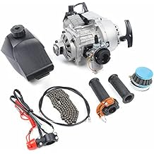 49CC 2 Stroke Pull Start Engine Motor Kit Single Cylinder Air Forced Cooling Mini Engine Starter Engine for Most Air Cooled Mini Dirt Bikes Pocket Bike ATV or Scooter (25H 136L Chain)