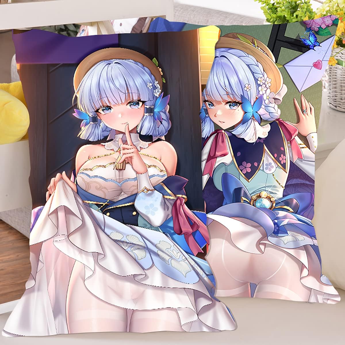 HAOJE Kamisato Ayaka Dakimakura Cover, HaragamiGenshin Cosplay, Double-Sided Print, Life-size Half-Body Body Pillow, Character Body Pillow, Long Pillow, Comfortable, Sleep Sleep Body Pillow, Cosplay Tool, COSPLAY For Photography, Christmas 2way2wt, 4570cm Cover and Pillow Core