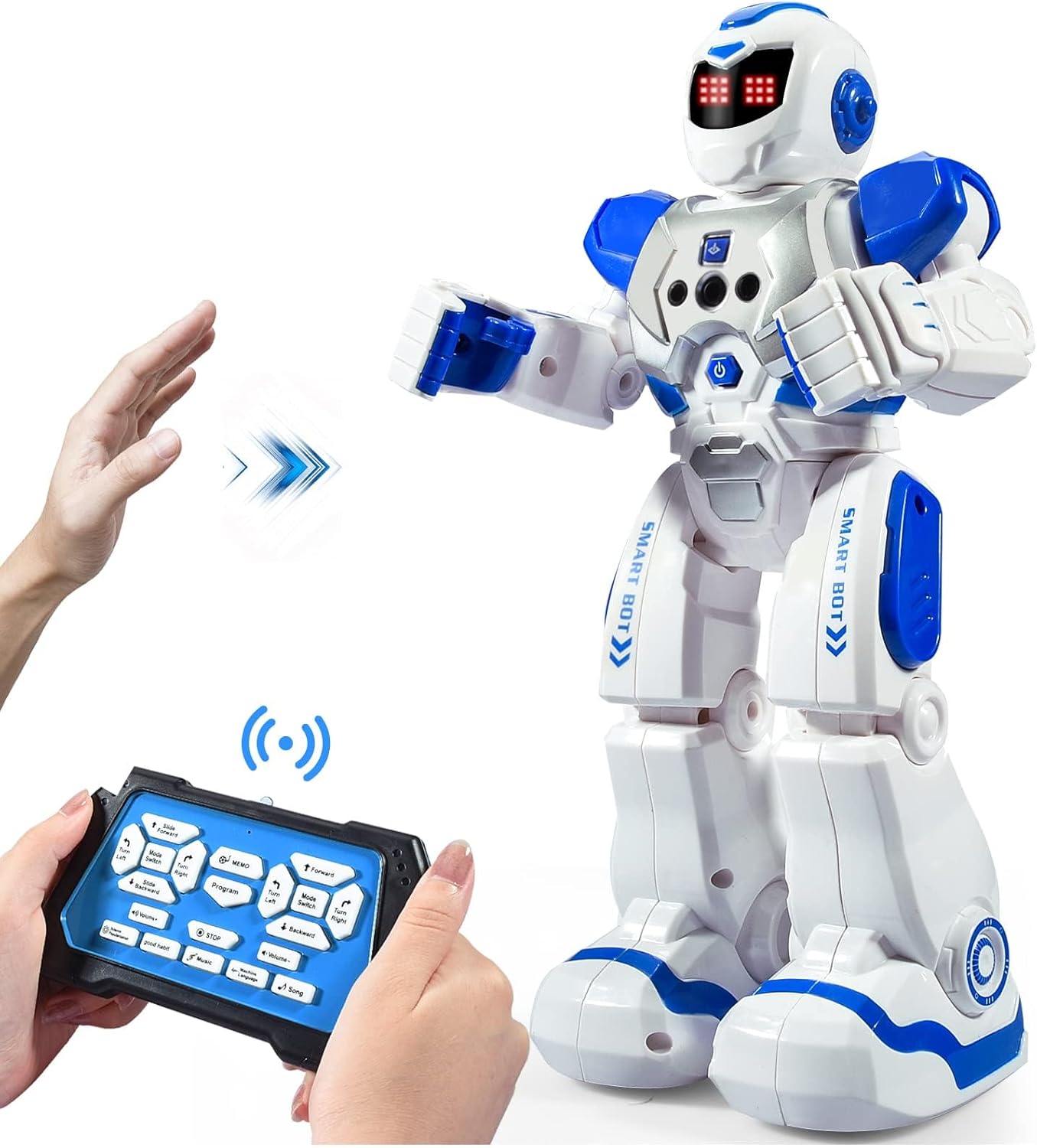 Robots Toys RC Robot for Kids, Intelligent Programmable Remote Control Robots, Gesture Sensing Robot, Present for 4-12 Years Old Kids Blue