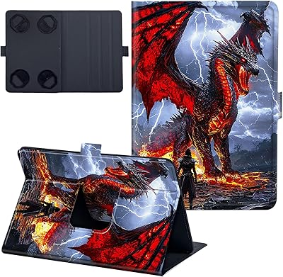 for Kindle Paperwhite Case 2024 12th Generation 7 inch Lightweight 360 Degree Rotating PU Leather Cover with Multi-Angle Viewing Stand Tablet Case - a Fire Dragon